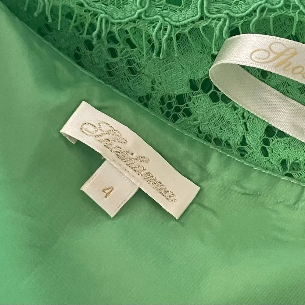 Shoshanna Lace Dress ‘Maia’ Sz: 4 | One Shoulder | Green Summer Cocktail Party - Picture 12 of 16